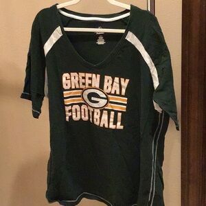 Green Bay Packer women’s V-neck short sleeve T-shirt, generous 1 X
